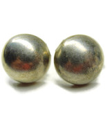 Half Ball Vintage Sterling Silver 925 Screw Back Earrings Handmade Patina - £22.46 GBP