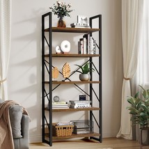 In A Rustic Brown Finish, The Yitahome 5-Tier Bookshelf Is An Artsy, 0016). - $85.96