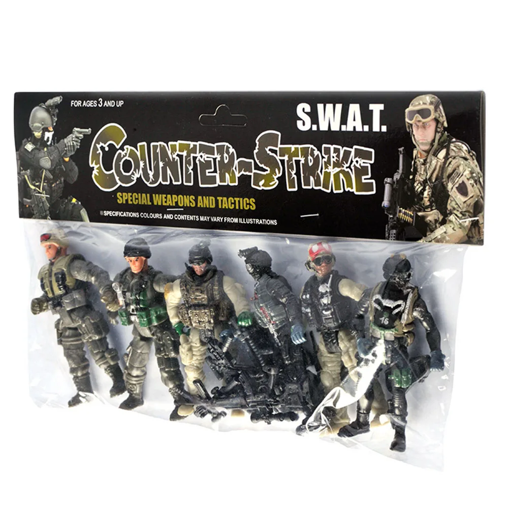 6 Pcs/set SS05-2 PVC Mini Counter Strike SWAT Soldier Action Figures 4inch 10cm - £16.90 GBP