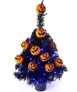21.6” 30 LED Halloween Black Spooky Tree Glittered with Purple Lights &amp; ... - $417.66 MXN