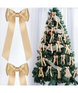 24pcs Christmas Bows Decor,Bows for Gift Polyester Champagne Gold - $28.07 CAD