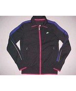 NIKE Vintage Women Black Purple Green Logo Full Fitness Zipper Track Jac... - $12.25