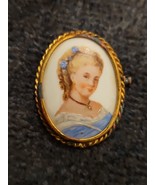 Vintage Limoges France Lovely Lady White Porcelain  Brooch Pin trombone ... - $14.80