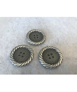 Novelty Buttons (new) (3) 1 1/8&quot; ANTIQUE STYLE - SILVER ROPE #1 - £3.25 GBP