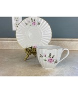 China Yachts Pink And Grey Rose Tea Cup And Saucer Set - $203.95 MXN