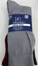 6 Pairs Mens Soft Classic Cotton Crew Socks 6-12 Dk Gray Lt Gray Burgand... - £8.14 GBP
