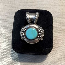 Vintage Southwest Silver and Turquoise 925 Pendant with round Stone and ... - $35.00