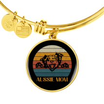 Aussie Dog Mom  Bracelet Stainless Steel or 18k Gold Circle Bangle - £37.32 GBP+