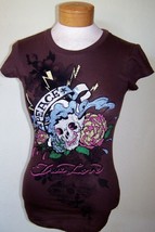 Candy Rain Brown Crystal Skull Rhinestone Tattoo Print True Love T Shirt 3 Sizes - £23.98 GBP