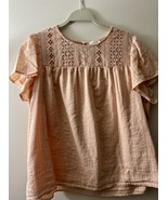Ella Moss Blouse Light Peachy Coral Eyelet Lace Short Sleeve Peasant Blo... - $14.85