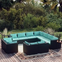  Garden Lounge Set Black PE rattan, powder-coated steel Medium - $32,060.23 MXN
