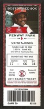 Boston Red Sox Seattle Mariners 2011 Ticket 30 Hits Jim Rice Ichiro Youkilis + - £2.35 GBP