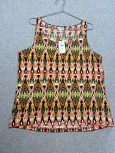 J. Jill Ikat Print Easy Tank Top Sleeveless Hi-Low 100% Cotton Wmn Petit... - £17.21 GBP