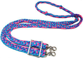 Horse Nylon Braided Knotted Roping Barrel Reins Turquoise Pink Purple 60739 - $17.81