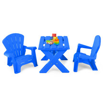 Plastic Children Kids Table &amp; Chair Set 3-Piece Play Furniture In/Outdoo... - £93.41 GBP