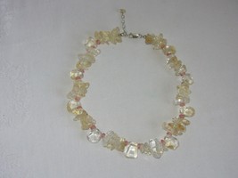 Clear Quartz Necklace Vintage Natural Stone Nuggets Bead w Natural Inclu... - £41.01 GBP