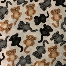 Vintage Novelty Tossed Tabby Cats Kittens Fabric Cotton 2 Yards - £19.45 GBP