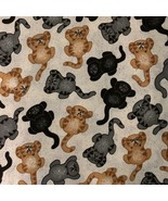Vintage Novelty Tossed Tabby Cats Kittens Fabric Cotton 2 Yards - £19.53 GBP