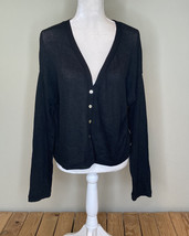 double zero NWT $29.99 women’s button up cardigan sweater size L black H4 - £8.80 GBP