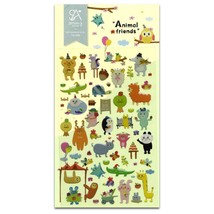 Cute Animal Friends Cartoon Sloth Rabbit Cow Bear Epoxy Craft Scrapbook Sticker - £3.13 GBP