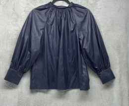 Rachel Comey Women’s Long Sleeve Faux Leather Tie Back Top   Navy XS - $39.99