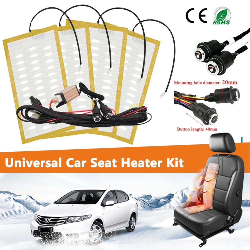 NEW 12V Universal Built-in Car Seat Heater Kit Fit 2 Seats Alloy Wire Fast - £23.86 GBP+