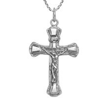 Intricate Detail Faithful Crucifix Cross Sterling Silver Necklace - £18.91 GBP