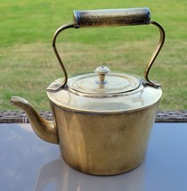 Vintage Teapot Brass Copper Nails Oval Shape Spout Décor - $32.68
