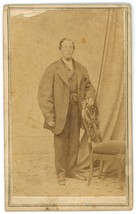 CIRCA 1800&#39;S CDV Large Man in Suit Civil War Tax Stamp DeMorat Philadelphia, PA - £14.80 GBP