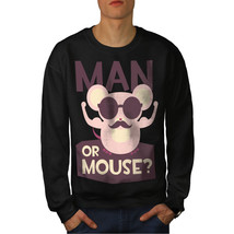 Wellcoda Man Or Mouse Gym Sport Mens Sweatshirt, Rodent Casual Pullover Jumper - £24.11 GBP+