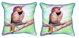 Pair of Betsy Drake Flicker Large Indoor Outdoor Pillows 18x18 - £71.23 GBP
