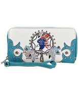 Womens Turquoise American Eagle Design Zipper Wallet - $14.84