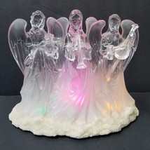 Musical Angel Figurine Light Up Harp Lyre Trumpet Trio of Angels Clear Frosted - £14.02 GBP