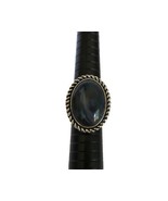 Lia Sophia silver tone swirled blue gray cabochon oval stone cocktail ring - $14.99