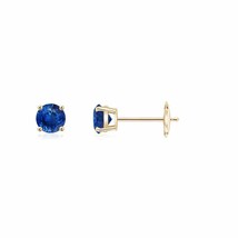Natural Blue Sapphire Solitaire Stud Earrings in 14K Gold (Grade-AAA , 3MM) - £284.78 GBP