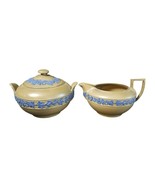 Wedgwood Blue on Brown Creamer and Sugar mid to Late 19th century - £185.90 GBP