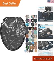 Adjustable Elongated Toilet Seat - Marble Black, Soft Close &amp; Quiet Oper... - $89.99