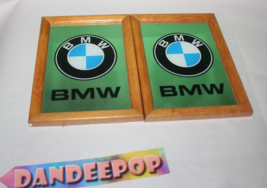 Vintage Two Piece Wood Framed BMW Logo Mirror Wall Hanging 5x7 - £15.56 GBP