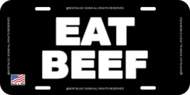 Eat Beef Bull Word Aluminum Black License Plate Tag Farmer Cattle Truck Car Wtsv - £9.34 GBP