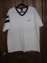 Vintage Tommy Jeans White V-Neck with Navy Blue Accents T-Shirt - Size XL - £19.45 GBP