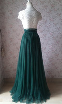 Dark Green Slit Tulle Maxi Skirt Bridesmaid Custom Plus Size Tulle Skirt Outfit image 4