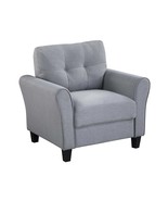 Modern Linen Living Room Armchair - Light Grey-Blue Upholstered Couch - €229,01 EUR