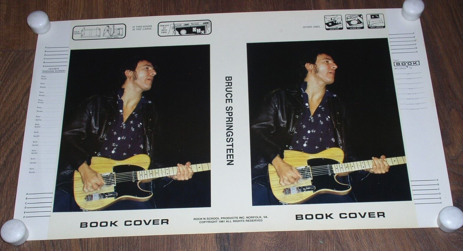  Bruce Springsteen Book Cover Vintage 1981 Rock &#39;N School Products - $24.99