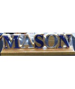 Freemason Mason Wood Desktop Letters Freemason Office Decor Plaque  - $34.30