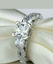 2.50 Ct Princess Cut Diamond Wedding Engagement Ring 14k White Gold Plated - £74.61 GBP