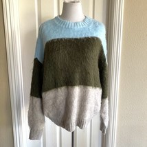New BP Womens Blue Trixie Color block Oversize Brushed Pullover Sweater XL - £15.59 GBP