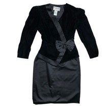 Vintage Black Velvet Satin Suit Set Women’s 8 Donna Morgan Easter Church - £83.59 GBP