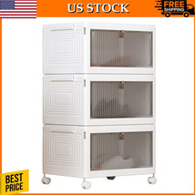 3 Tier Foldable Storage Bin Stackable Closet Organizer Lid Container Col... - $69.99