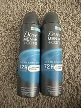 Dove Men + Care Deodorant Dry Spray CLEAN COMFORT 3.8oz (2 Cans) Exp 2025 - £11.88 GBP