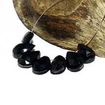 Black Spinel Faceted Pear Beads Briolette Natural Loose Gemstone Making jewlry - £4.06 GBP